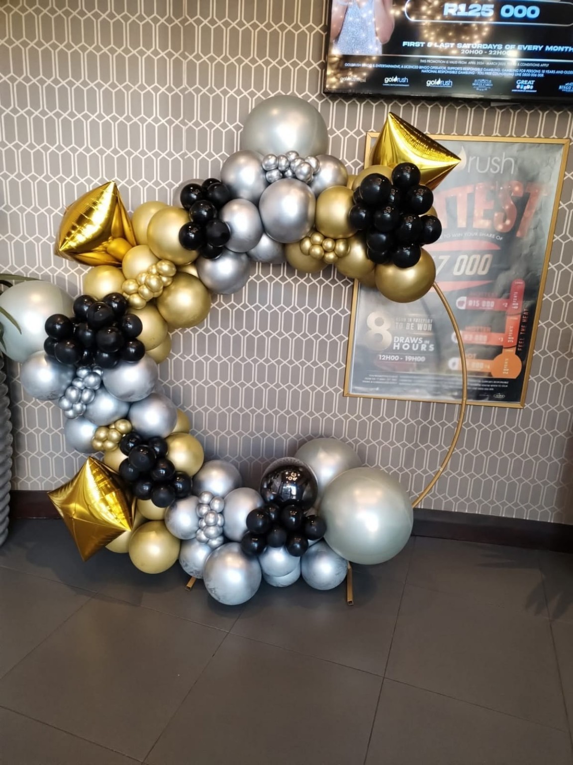 Birthday balloon and gift display